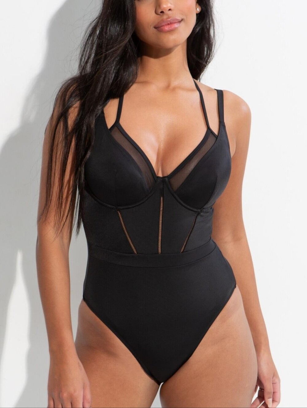 Pour Moi Sydney Double Strap Underwired Swimsuit Black Size 38F